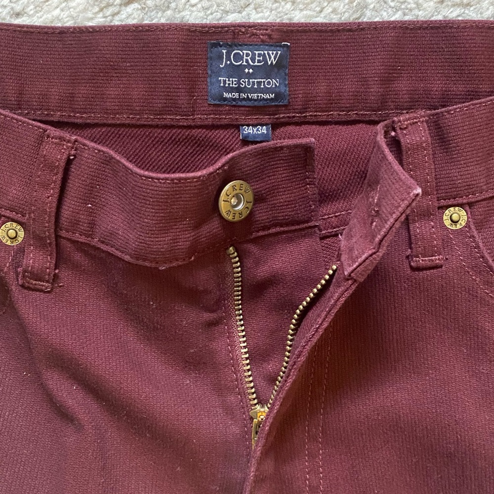 Slightly Used J..Crew Mens Maroon Straight Fit Corduroy Pants Size 34X34